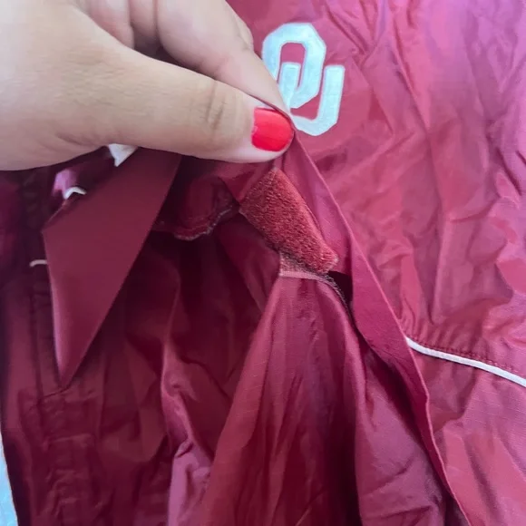 Vintage OU Sooners BT Player Navy Red Windbreaker/ Rain Front Zip Jacket MED - Picture 3 of 7